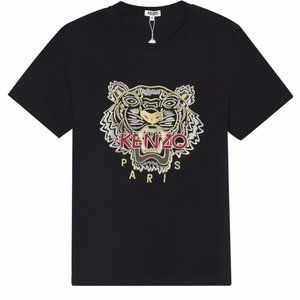 Kenzo tiger head gold thread embroidery short sleeve